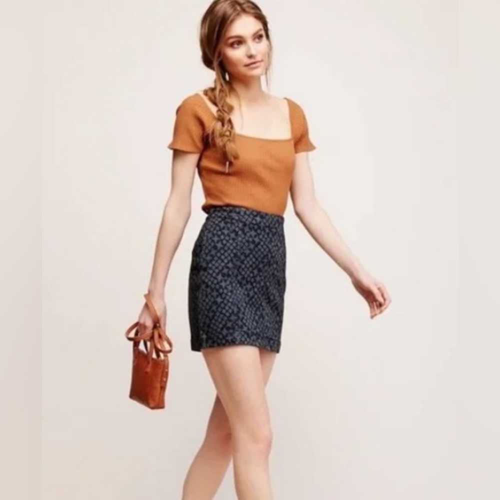 Free People Modern Femme Denim Mini Indigo Combo Skirt